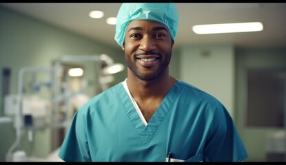 male surgeon with surgical scrubs in his scrubs medical - obrazy, fototapety, plakaty