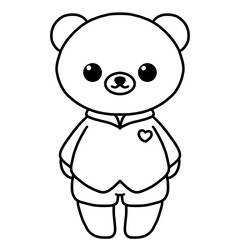 Cute outline bear boy element, Hand drawn, doodle illustration