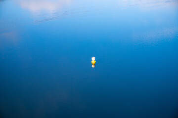 Buoy on a Sea, Blue Water and Clouds Reflection, Edersee