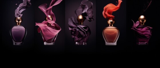 perfumes on dark background