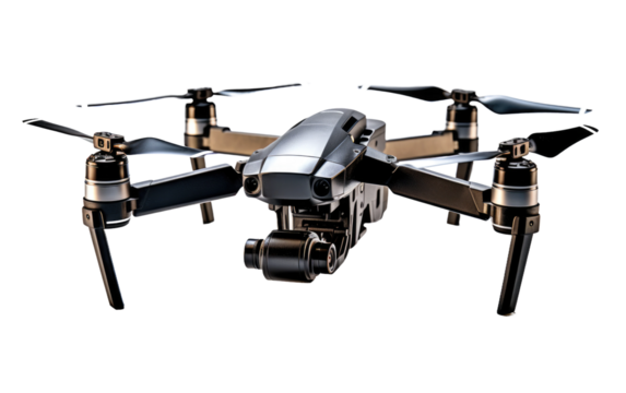Precision in Flight Exploring a State of the Art High Resolution Drone on a White or Clear Surface PNG Transparent Background.
