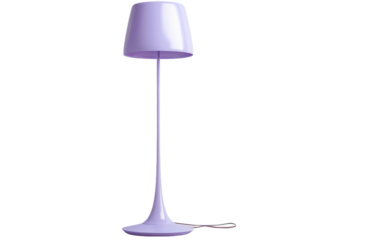 Chic Illumination Trendy Lavender Plastic Floor Lamp Showcase on a White or Clear Surface PNG Transparent Background.