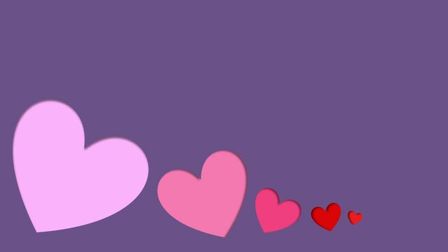 Valentine's Day animated background illustration of hearts with an isolated purple background animation