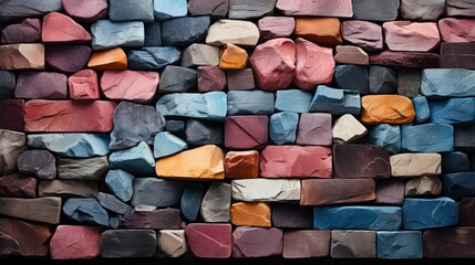 Colorful Stone Block Wall Colored Background, Background Image, Background For Banner, HD