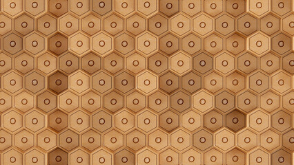 gold hexagon Digital abstract background 3D 4K