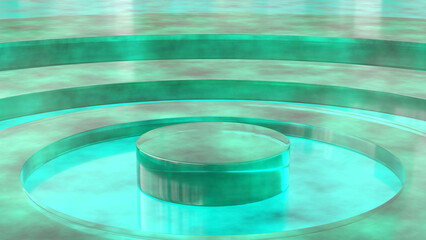 4k 3D mock up stage podium Geometric shapes  Futuristic showcase with platform for product displaying