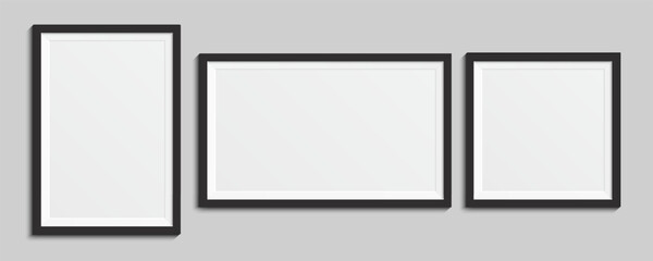 Photo frame design. Picture frame mockup with shadow. Empty photography picture frame mockup. Vector