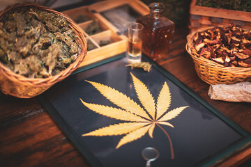 Recreational Marijuana Shop Desk Concept Background