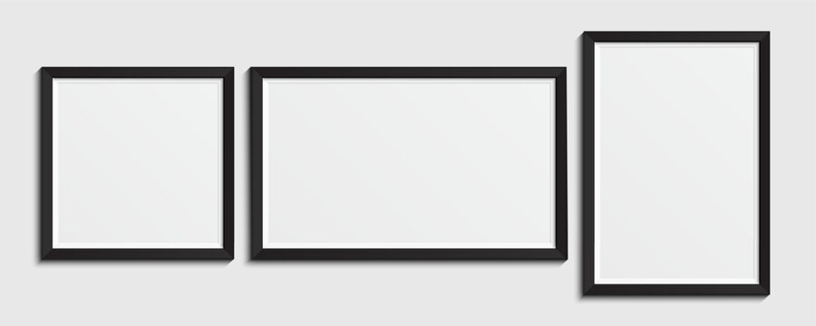 Photo frame design. Picture frame mockup with shadow. Empty photography picture frame mockup. Vector
