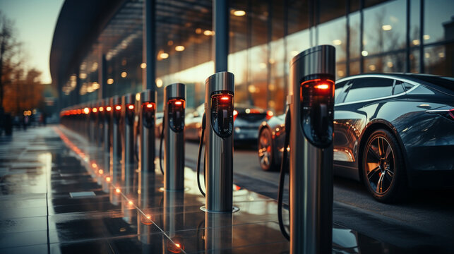 Electric car charging stations provide clean energy for eco-friendly transportation.