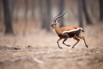 sable antelope in mid-stride while running - obrazy, fototapety, plakaty