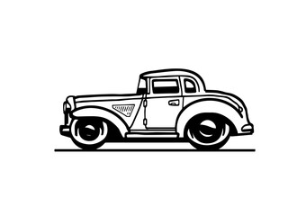 Car side view outline. Vector illustration.