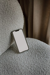 minimalist beige aesthetic mobile mockup boucle