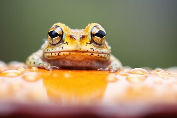 close-up of a toad on a lily pad - Powered by Adobe