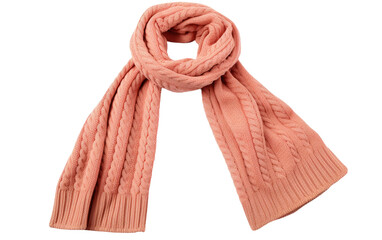 One Image of a Classic Cable Knit Winter Scarf for Cold Days on a White or Clear Surface PNG Transparent Background.