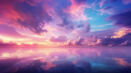 Fototapete Reflection pink sunset reflecting on a lake