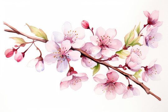 cherry blossom branch watercolor design