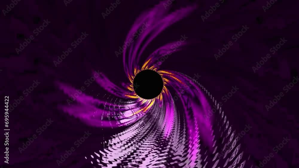 Poster purple and yellow swirl tunnel flowing with light. modern simple animation background