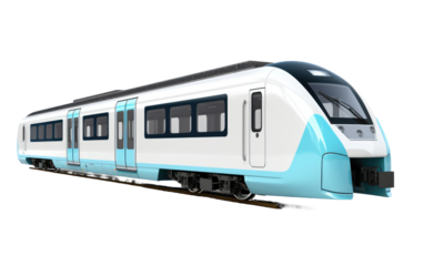 A Glimpse of the Modern Side of a Commuter Train on a White or Clear Surface PNG Transparent Background.