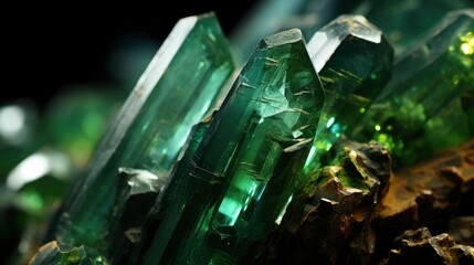 Green Mineral Gemstone Close On Concrete, Background Image, Background For Banner, HD