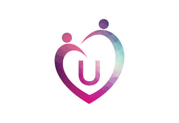 Letter U People Logo Design Template Inspiration, Vector Illustration.
