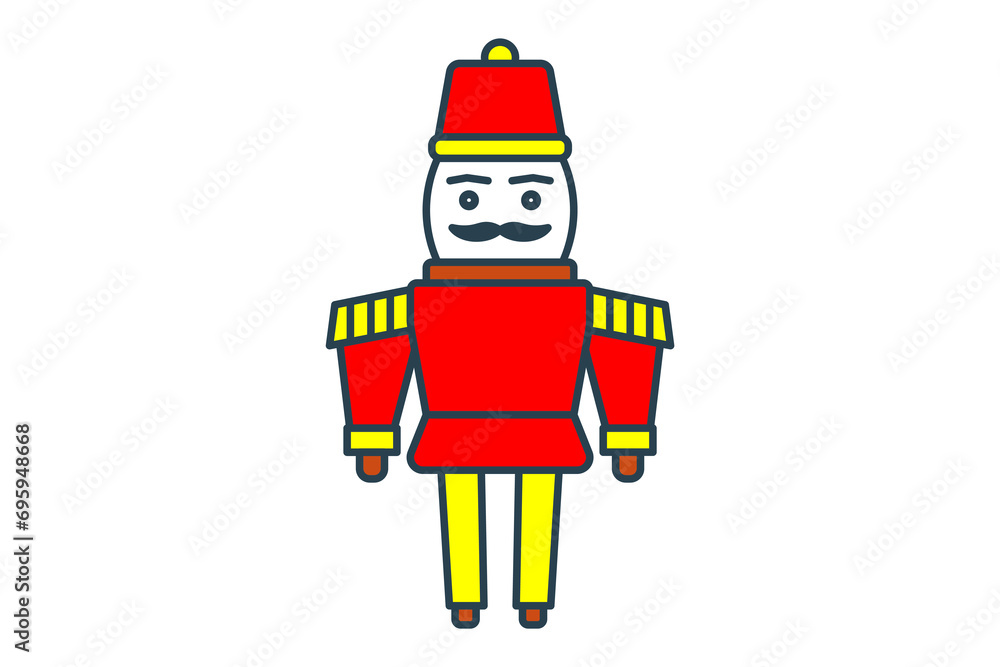 Poster nutcracker icon. icon related to christmas and the end of the year. flat line icon style. simple vec