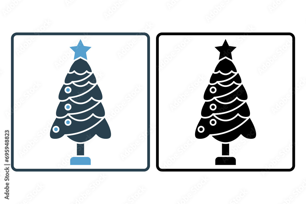 Poster christmas tree icon. icon related to christmas and the end of the year. solid icon style. simple vec