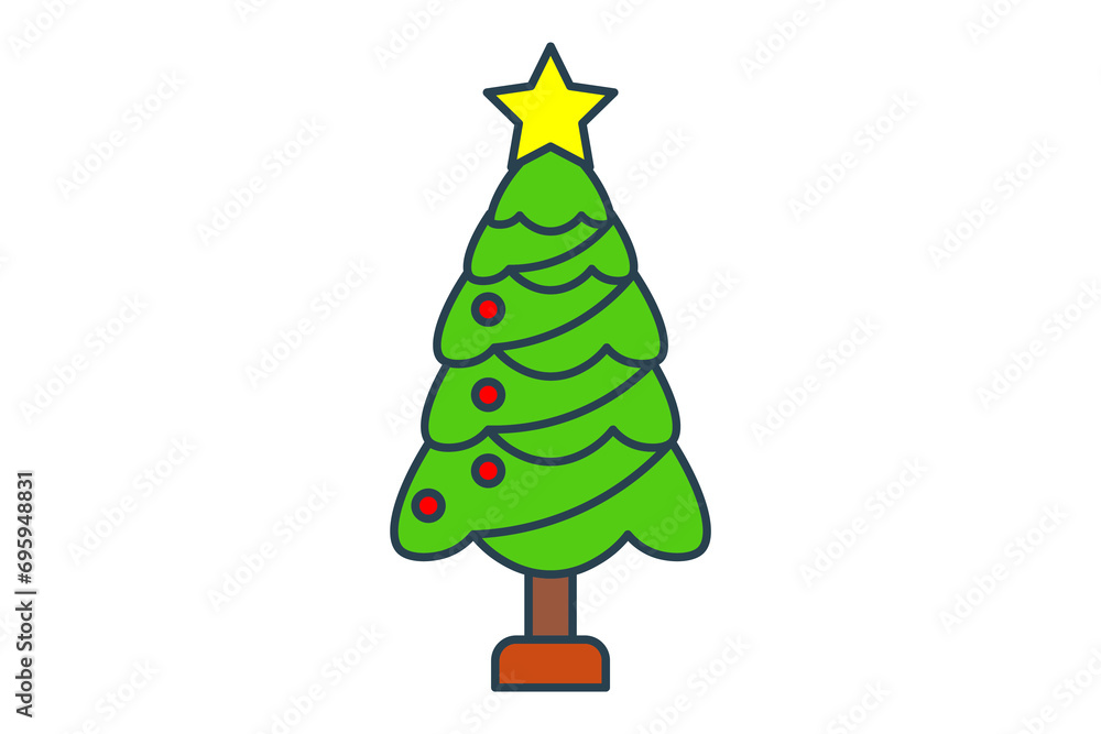Poster christmas tree icon. icon related to christmas and the end of the year. flat line icon style. simple