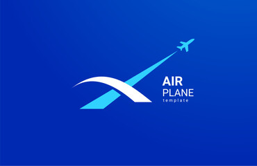 Airplane logo letter X curves actions lines vector