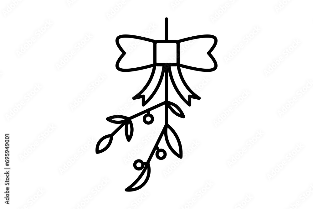 Poster mistletoe icon. icon related to christmas and the end of the year. line icon style. simple vector de