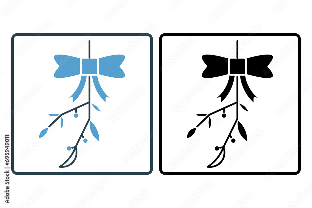 Poster mistletoe icon. icon related to christmas and the end of the year. solid icon style. simple vector d