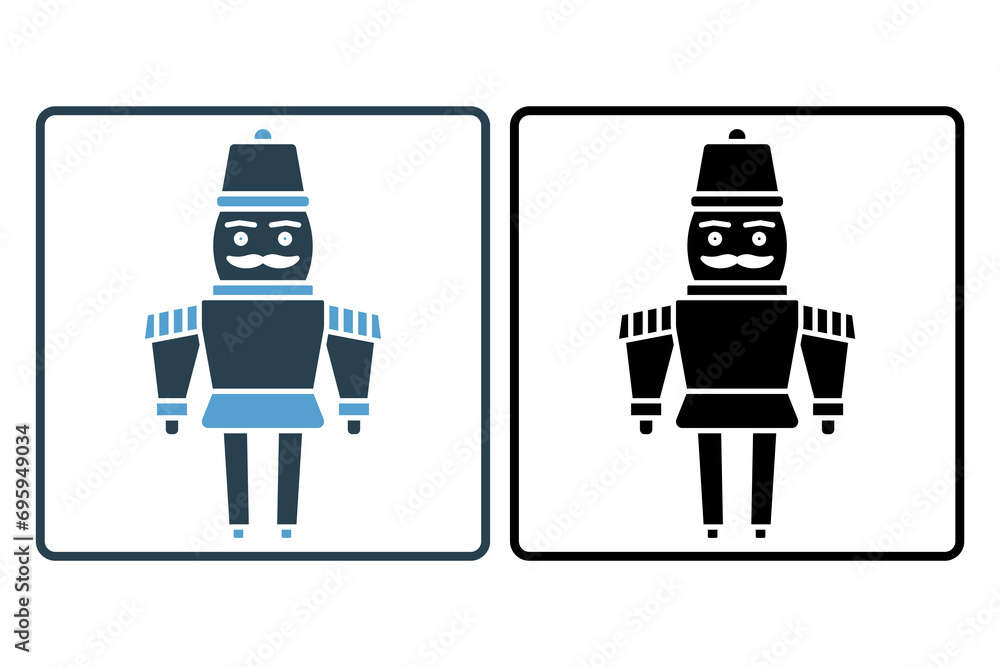 Poster nutcracker icon. icon related to Christmas and the end of the year. solid icon style. simple vector design editable