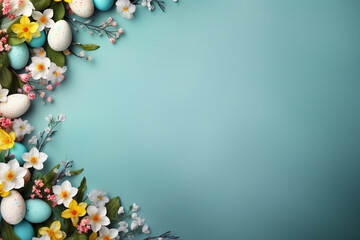 Naklejka na ściany i meble easter background with eggs and flowers