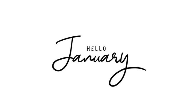 Hello January text motion animation video transparant background with hello January animated text. 4K
