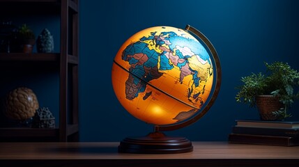 Earth Globe Illuminated Studio Shot
