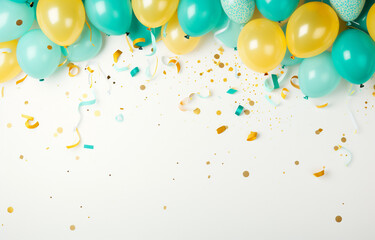 party balloons and confetti