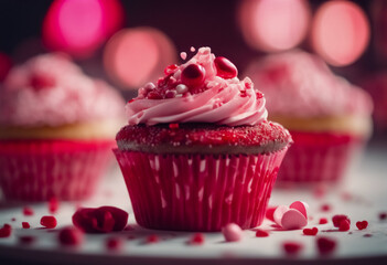 Cuore Goloso- Cupcake Romantico in Celebrazione di San Valentino - obrazy, fototapety, plakaty