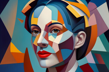 colourful Dynamic abstract woman portrait