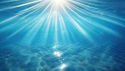 abstract blue water background with sunbeams