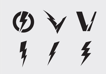 Power thunder vector logo design set idea  - obrazy, fototapety, plakaty