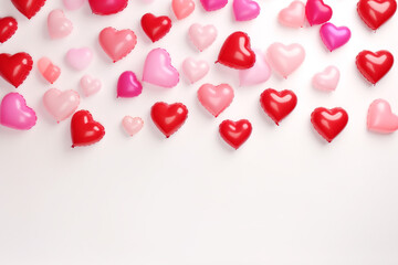 valentine's day background minimal 3D with red and pink heart , generative AI
