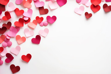 valentine's day background minimal 3D with red and pink heart , generative AI