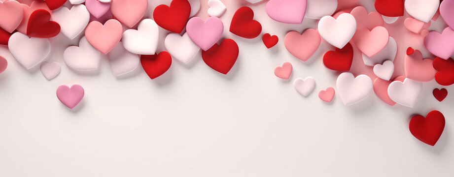 valentine's day background minimal 3D with red and pink heart , generative AI