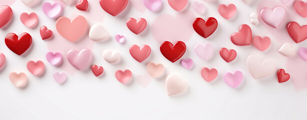 valentine's day background minimal 3D with red and pink heart , generative AI