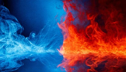 fire and water element blue and red contrast background