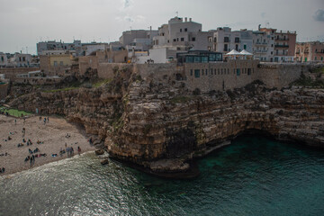 Polignano a Mare seashore in spring time with less people 