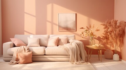 Fototapeta na wymiar Peach Fuzz Inspired Home Decor