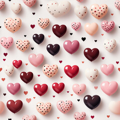 Fototapeta premium valentine's day background minimal 3D with red and pink heart , generative AI