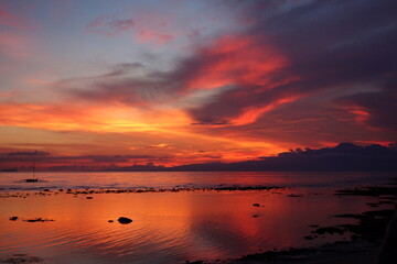 Wonderful Sunset with water reflection in the Philippines