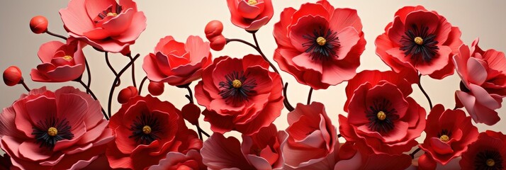 Red Poppy Flowers Isolated On White, Background Image, Background For Banner, HD